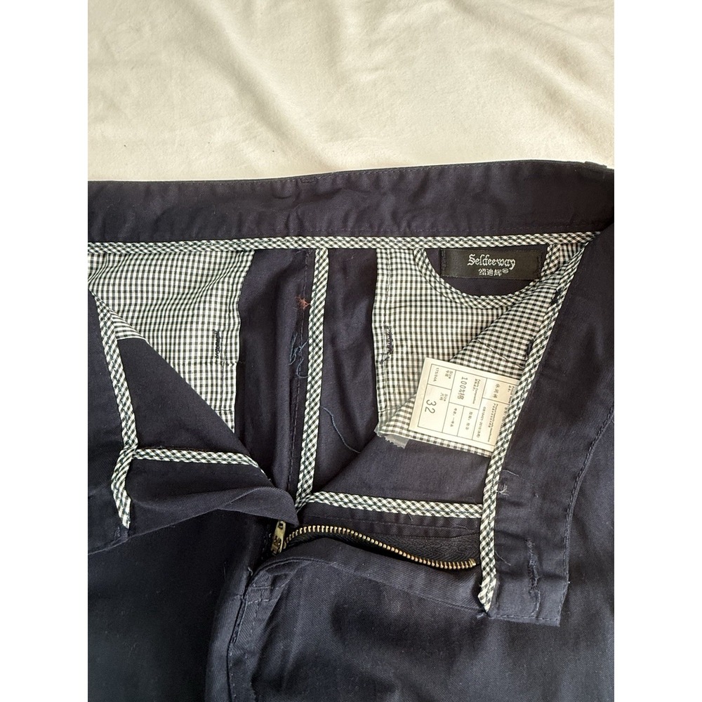 Dress Pants Sefdeeway Flat‎ Front  Straight Leg Comfortable Size 32 Navy Blue